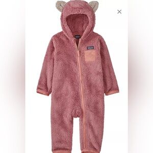 Patagonia Baby Girl Furry Friends Pink Fleece Zipup Bunting